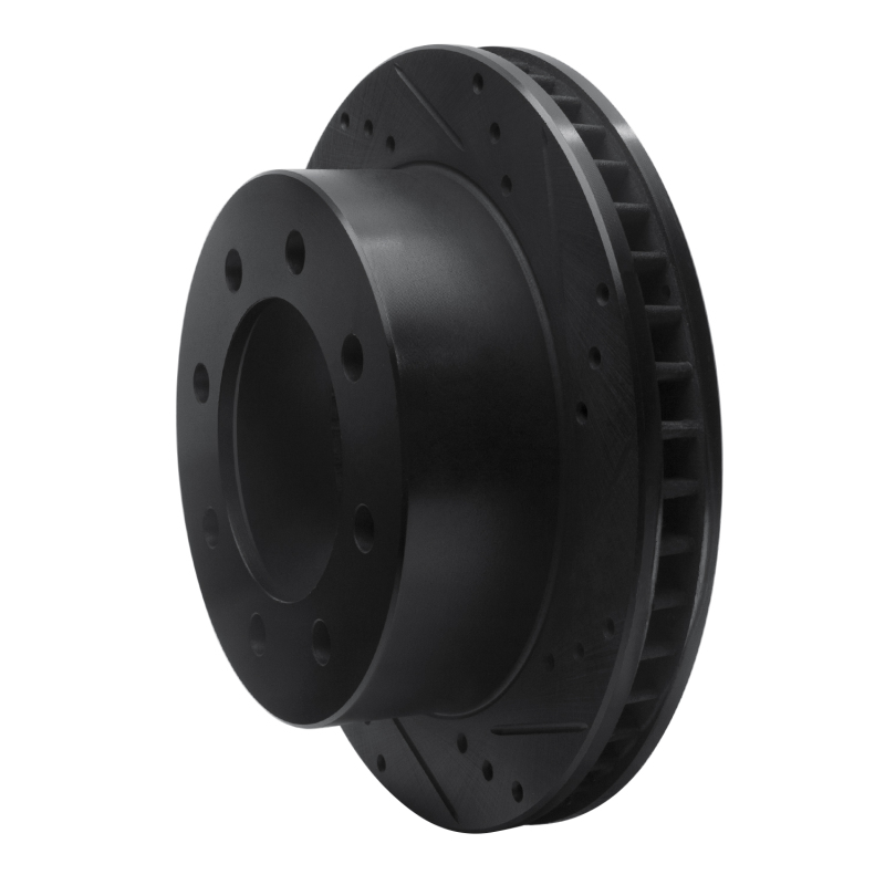 Dodge Ram 2500 Brake Rotor (1) - Front Right - R1 Concepts - Drilled & Slotted - Black - `00-`02